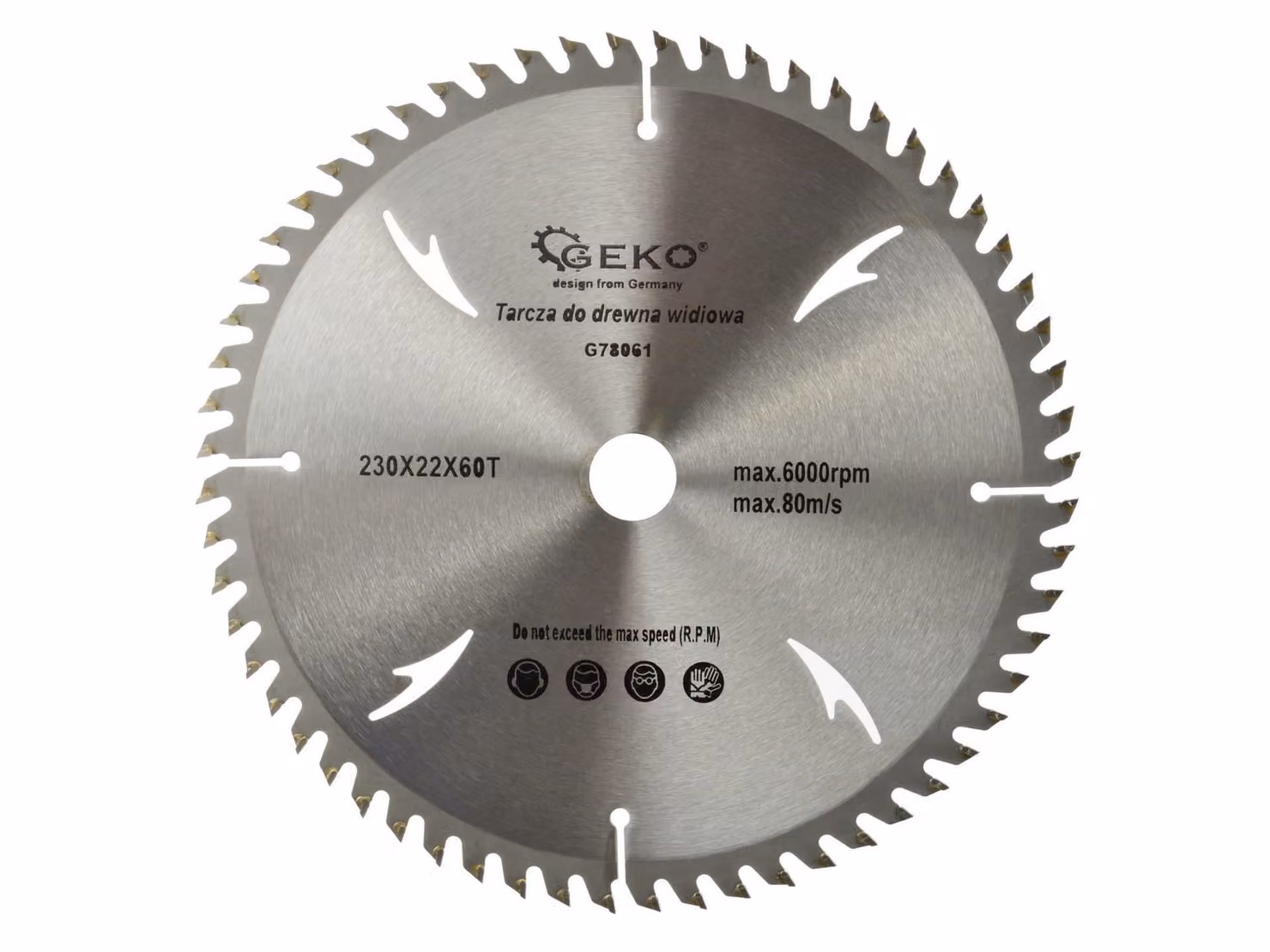 Geko G78061 Tct - Lama per sega circolare con fori (230 x 22 x 60 T, 12 pezzi)