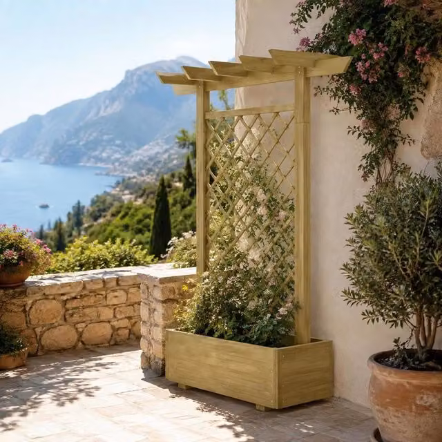 Pergola With Planter Box 162x56x204 Cm Wood