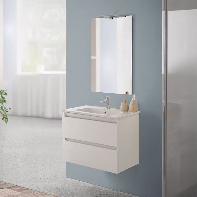 Mobile bagno sospeso Nadia INBAGNO colore bianco con lavabo L: 70 cm, P: 46 cm, H: 50 cm