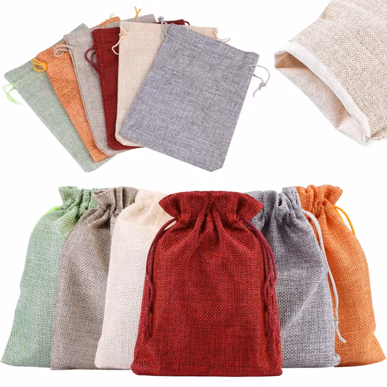 30 sacchetti in juta, dimensioni 13x18 cm, 6 colori, ideali per calendari dell'Avvento