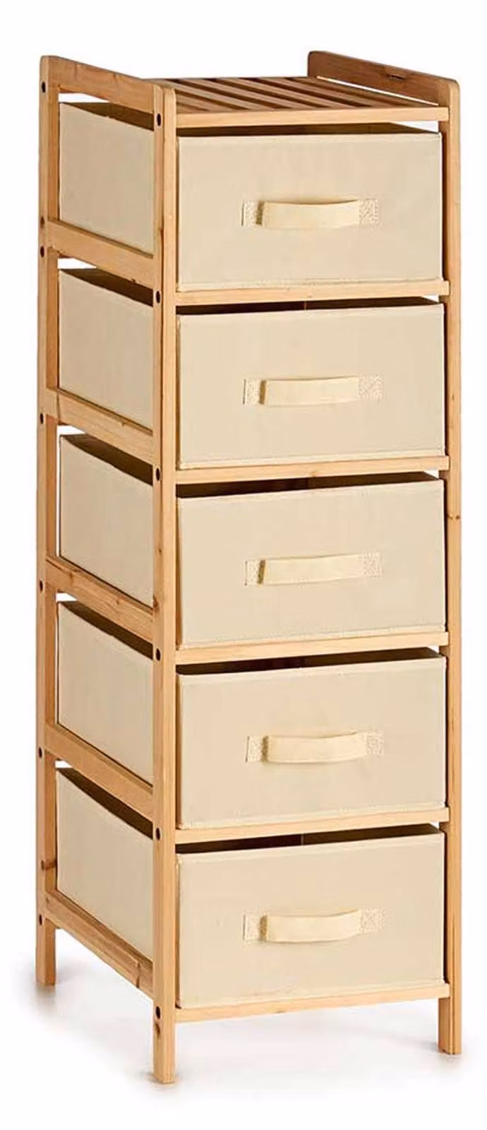 Mobile contenitore con 5 cassetti, color crema, dimensioni 36x34 cm