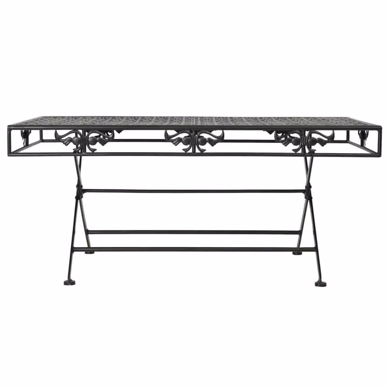 vidaXL Tavolino pieghevole in metallo stile vintage 100x50x45 cm nero