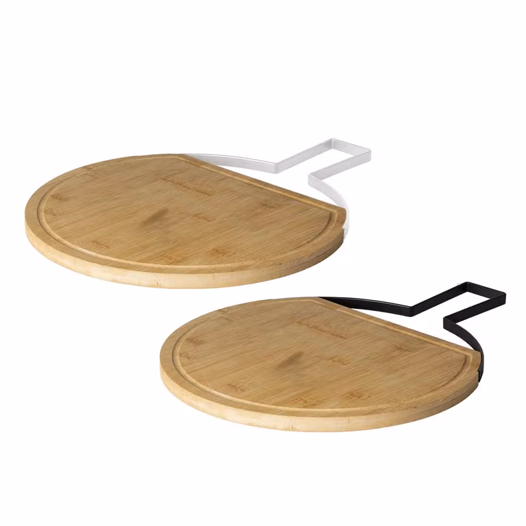 Tagliere rotondo in bamboo con manico in metallo Gusto Casa, marrone, L: 41 cm, P: 31 cm