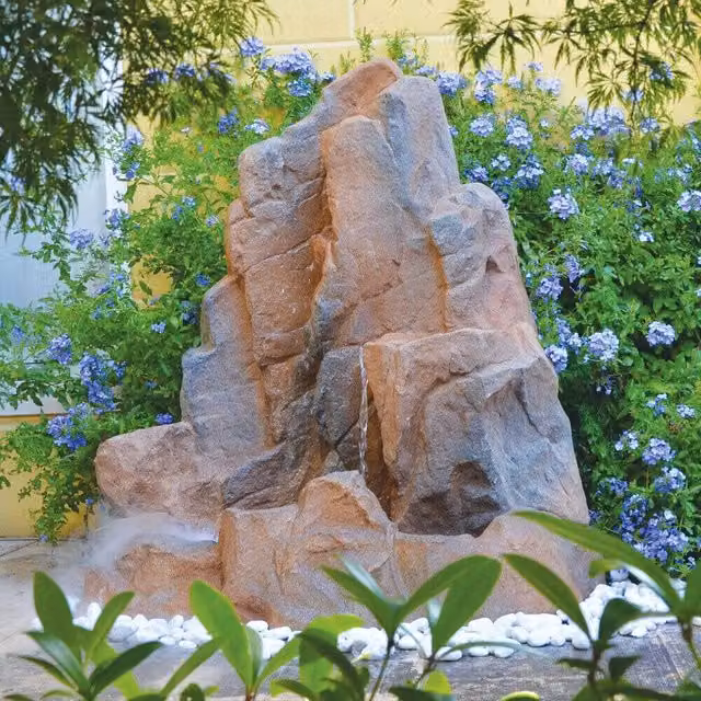 Cascata Artificiale da Giardino GIORDANOSHOP in Vetroresina Marrone con Pompa L: 142 cm, P: 65 cm, H: 148 cm – 1