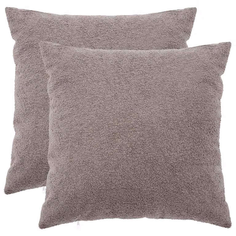 Set di 2 federe vidaXL HEERLEN in tessuto bouclé grigio chiaro, L 60 cm x P 60 cm