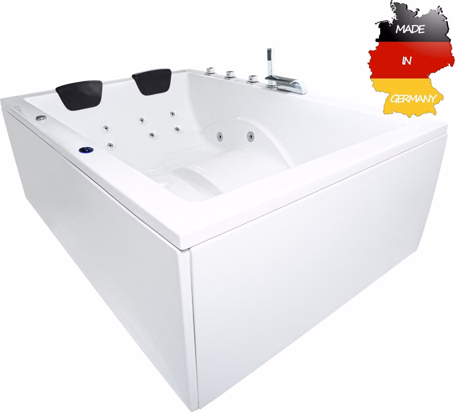 Vasca idromassaggio da interno Basera BASIC XXL Wave 190 x 140 cm per 2 persone con 16 getti massaggianti, cascata, ambiente LED