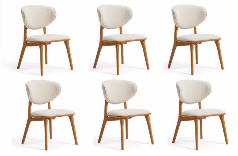 Set di sedie da pranzo, design moderno, beige, eleganti, lussuose, imbottite
