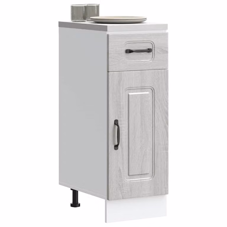 Base da cucina moderna vidaXL Kalmar in legno multistrato e MDF, Grigio Sonoma, L: 46 cm, P: 30 cm, H: 81,5 cm