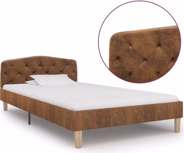 The Living Store Struttura letto scamosciata marrone 90x200 cm