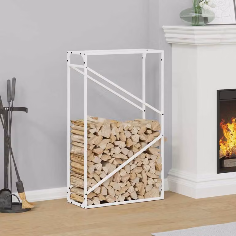 Rastrelliera per legna da ardere vidaXL bianca L 60 cm x P 25 cm x H 100 cm