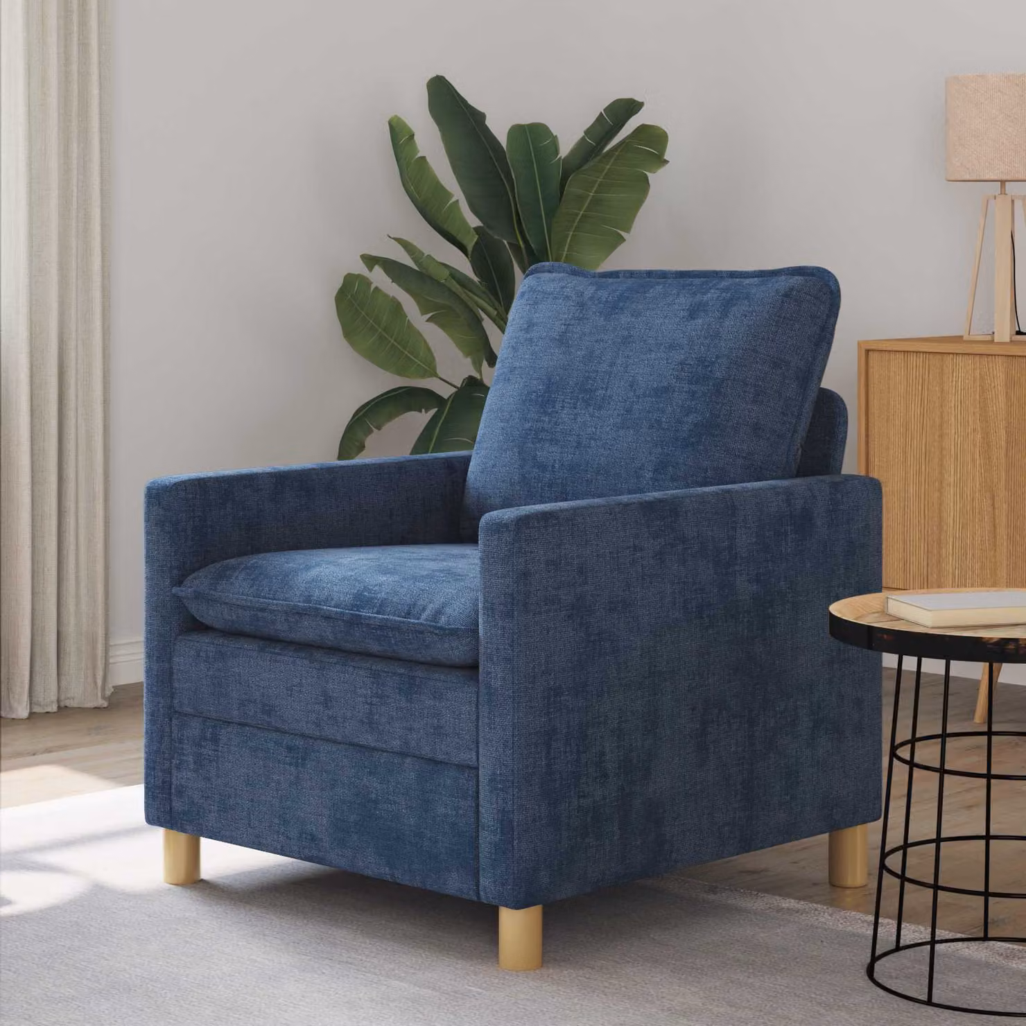 Divano blu vidaXL per soggiorno con struttura imbottita, L: 76 cm, P: 81 cm, H: 87,5 cm