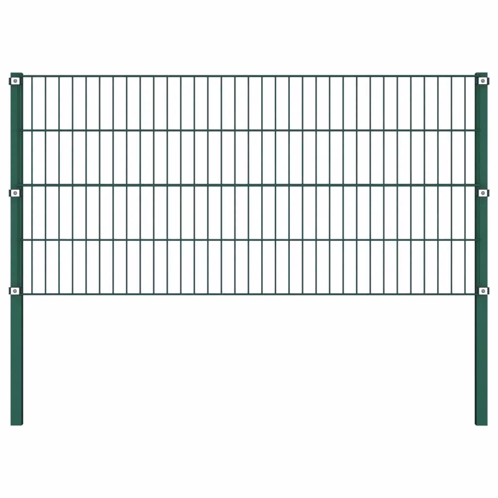 vidaXL Pannello di recinzione con paletti in ferro 3,4 x 0,8 m Verde