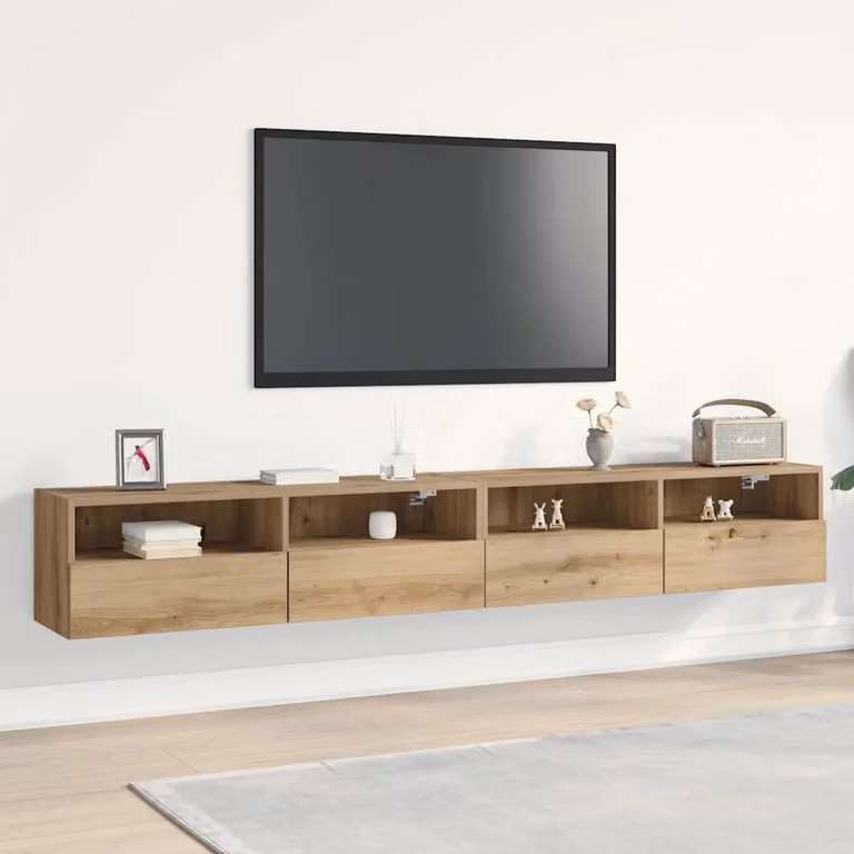 Set di 2 mobili TV da parete vidaXL in stile moderno, colore marrone rovere artigianale