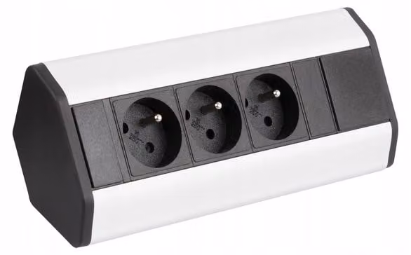 Design Light CORNER BOX, presa angolare, argento, tripla