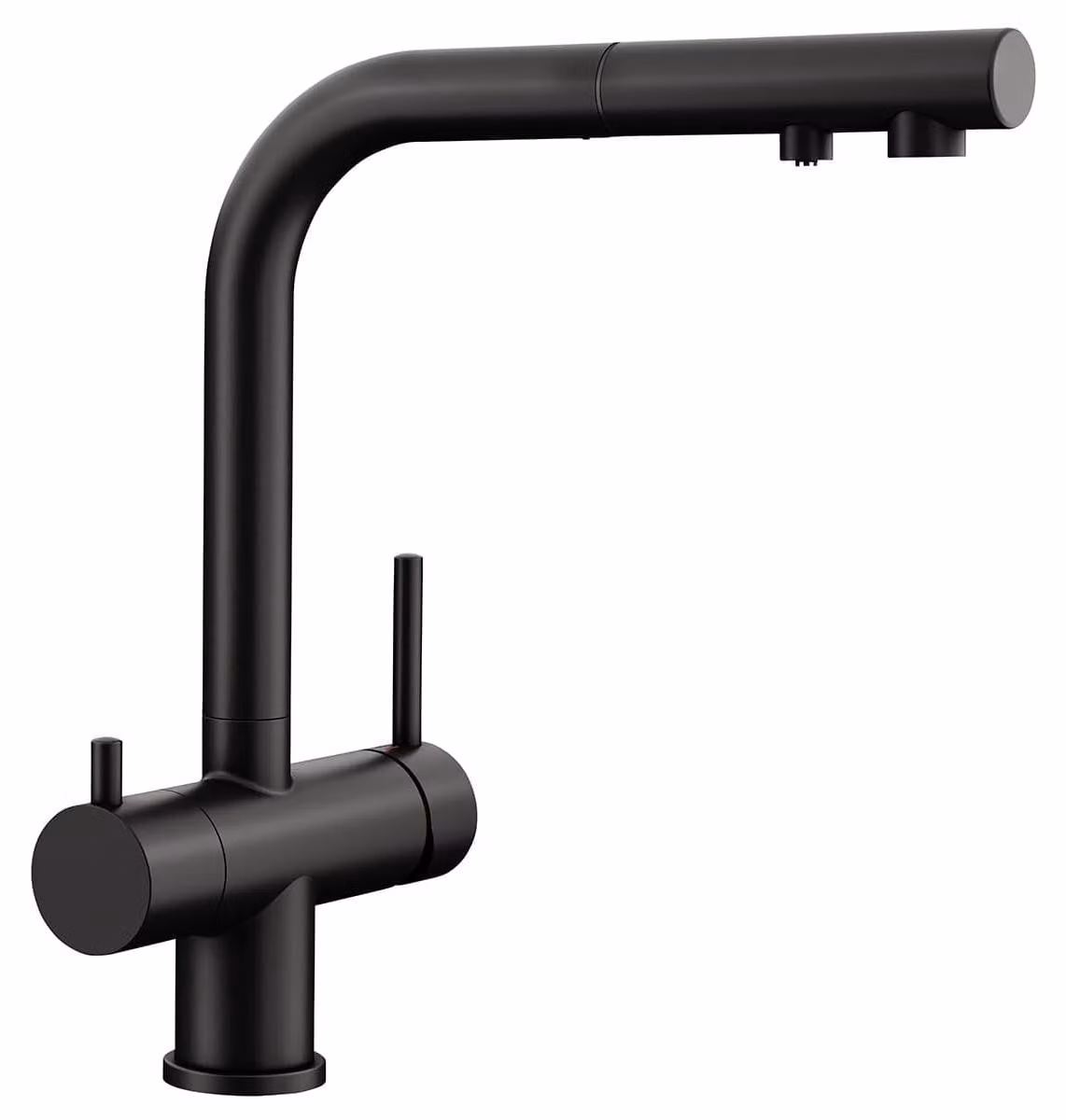 Miscelatore da cucina 3-in-1, estraibile, finitura nero opaco, con funzione filtro