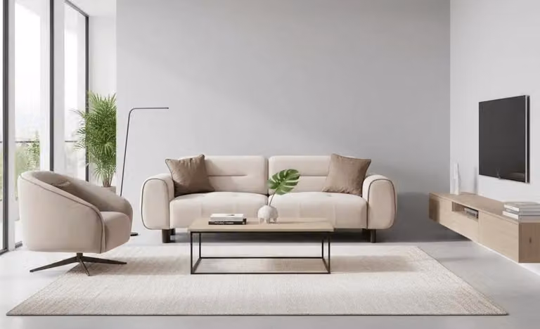 Set da salotto moderno dal design elegante con divano 3+1