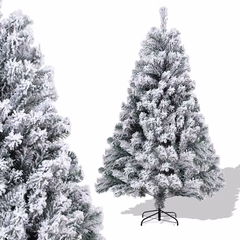 Albero di Natale Ikodm, 150 cm, abete artificiale con neve, 550 punte, abete artificiale denso con supporto in metallo stabile