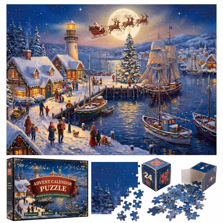 Calendario dell'Avvento 2026. Puzzle "Weihnachtshafen" con 1008 pezzi
