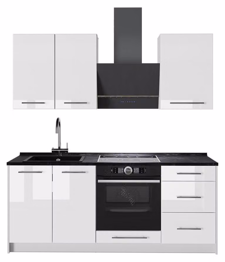 Cucina monoblocco Vicco Fame-Line Bianco lucido/Bianco 190 cm, PL Antracite, Model 64923