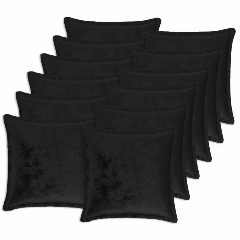 Set di 12 federe vidaXL HOUTEN in flanella nera, L 50 cm x P 50 cm