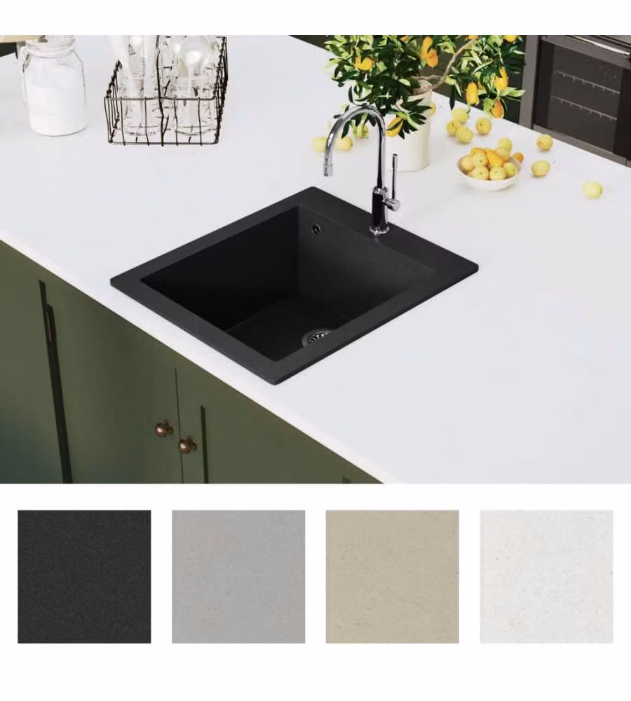 Lavello da cucina ad incasso in granito nero vidaXL L/P/H: 50,0 x 42,5 x 19,5 cm – 2