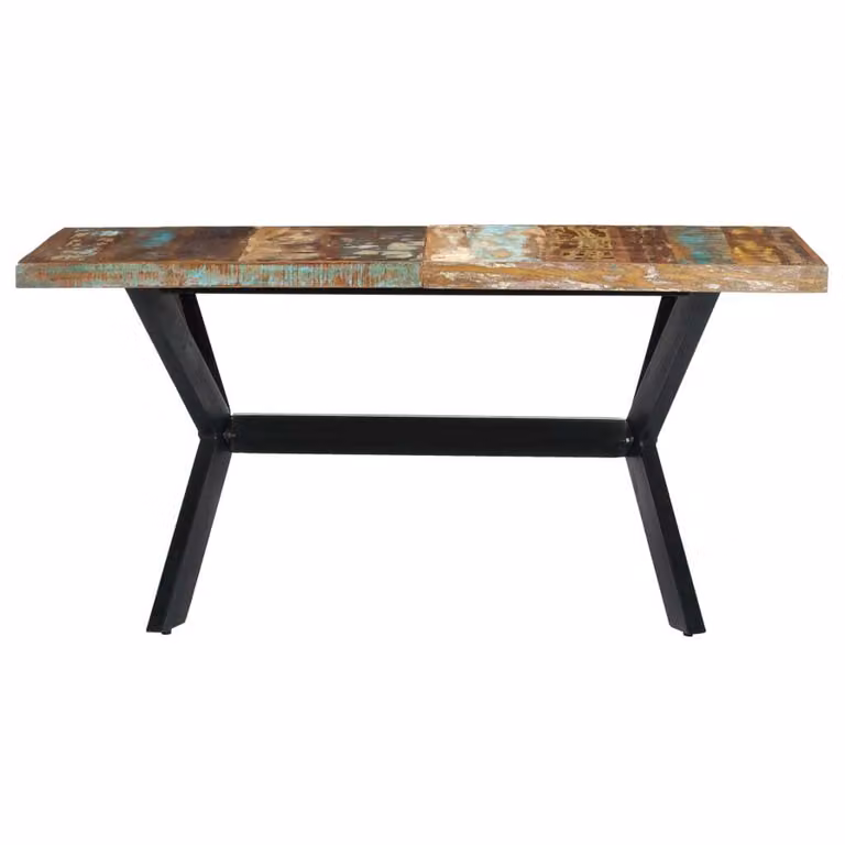 vidaXL Tavolo da pranzo 140x70x75 cm in legno massiccio antico