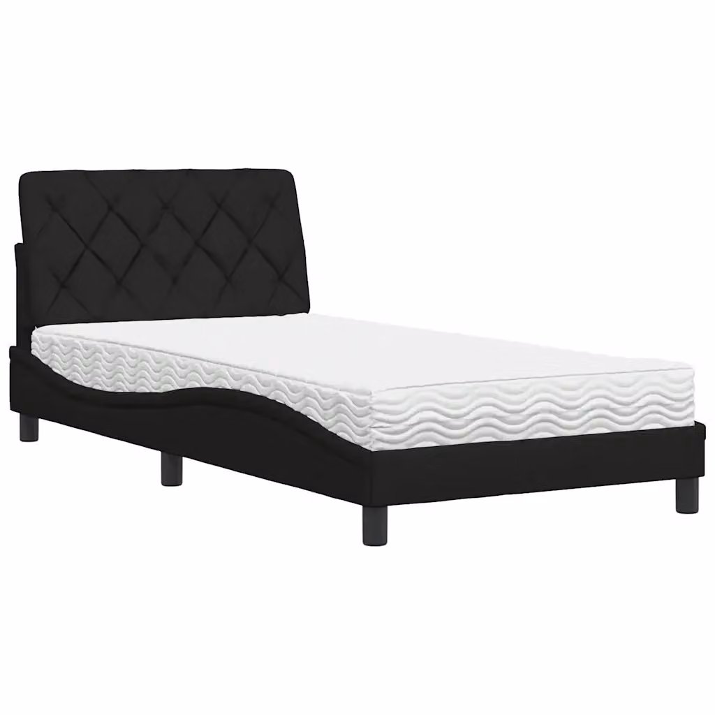 Letto moderno vidaXL con materasso in schiuma e struttura imbottita in tessuto, bianco e nero, L/P/H: 200 x 100 x 74,5 cm – 2
