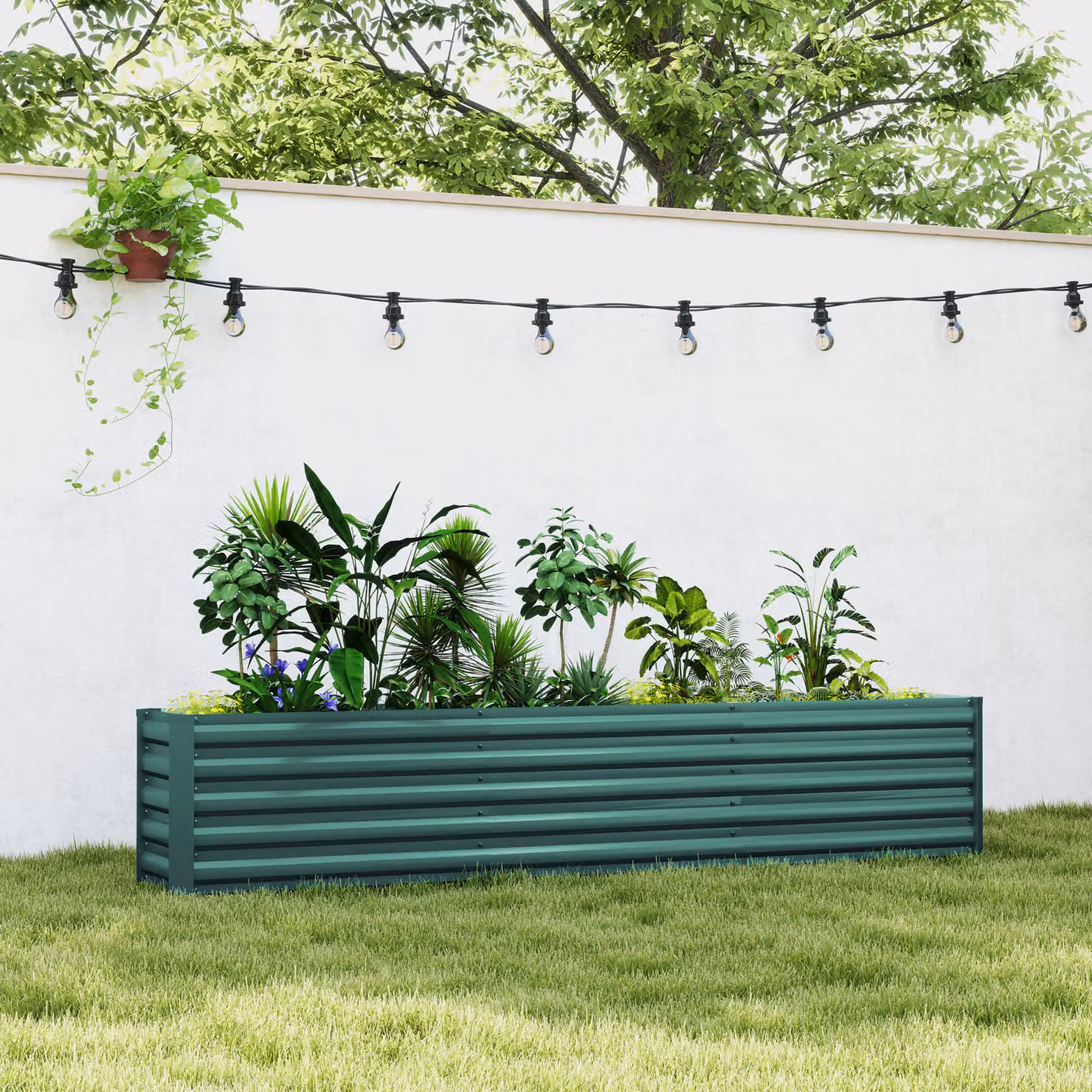 Letto rialzato per orto Outsunny in acciaio zincato verde, L 240 x P 40 x H 45 cm – 2