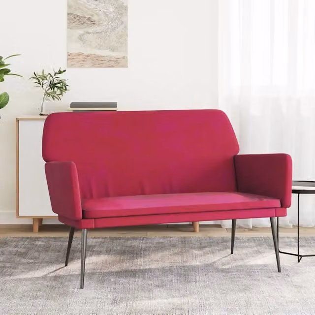 Panca-Sgabello Design Mania in Velluto Rosso Vino L: 108 cm, P: 79 cm, H: 79 cm – 1