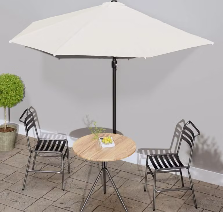 The Living Store Ombrellone da balcone con palo in alluminio color sabbia 300x155 cm Semicircolare