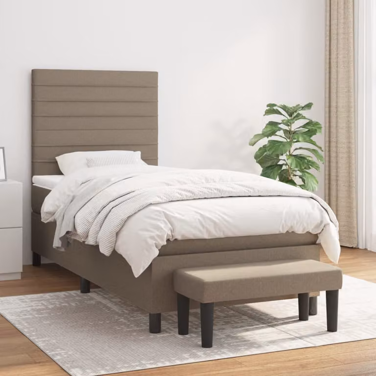 Giroletto a molle con materasso vidaXL in tessuto tortora, L 80 cm x P 200 cm