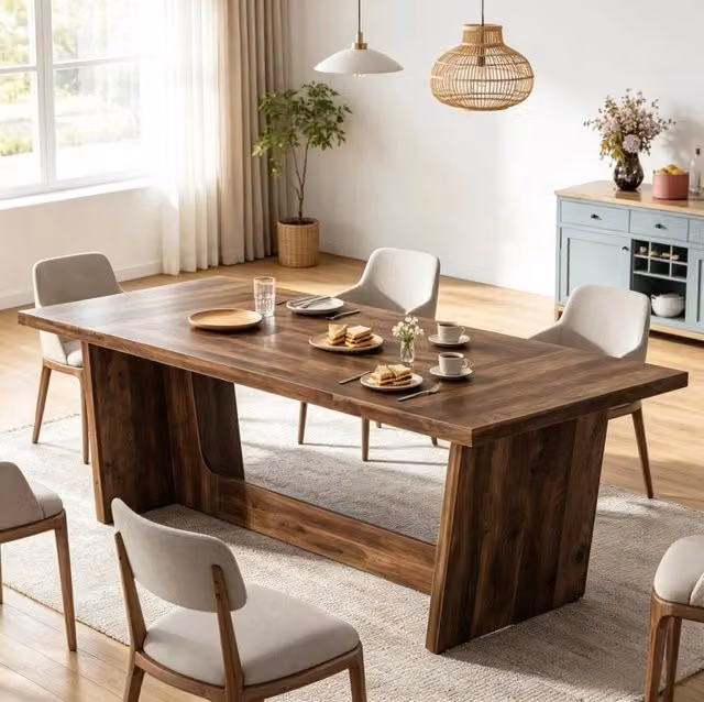 Tavolo da pranzo in legno marrone 180 x 79 x 75 cm per 6-8 persone