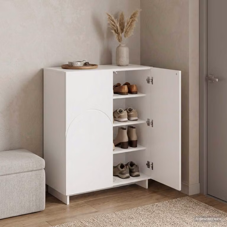 Scarpiera moderna vidaXL in legno MDF bianco lucido L: 73 cm, P: 38 cm, H: 87,5 cm