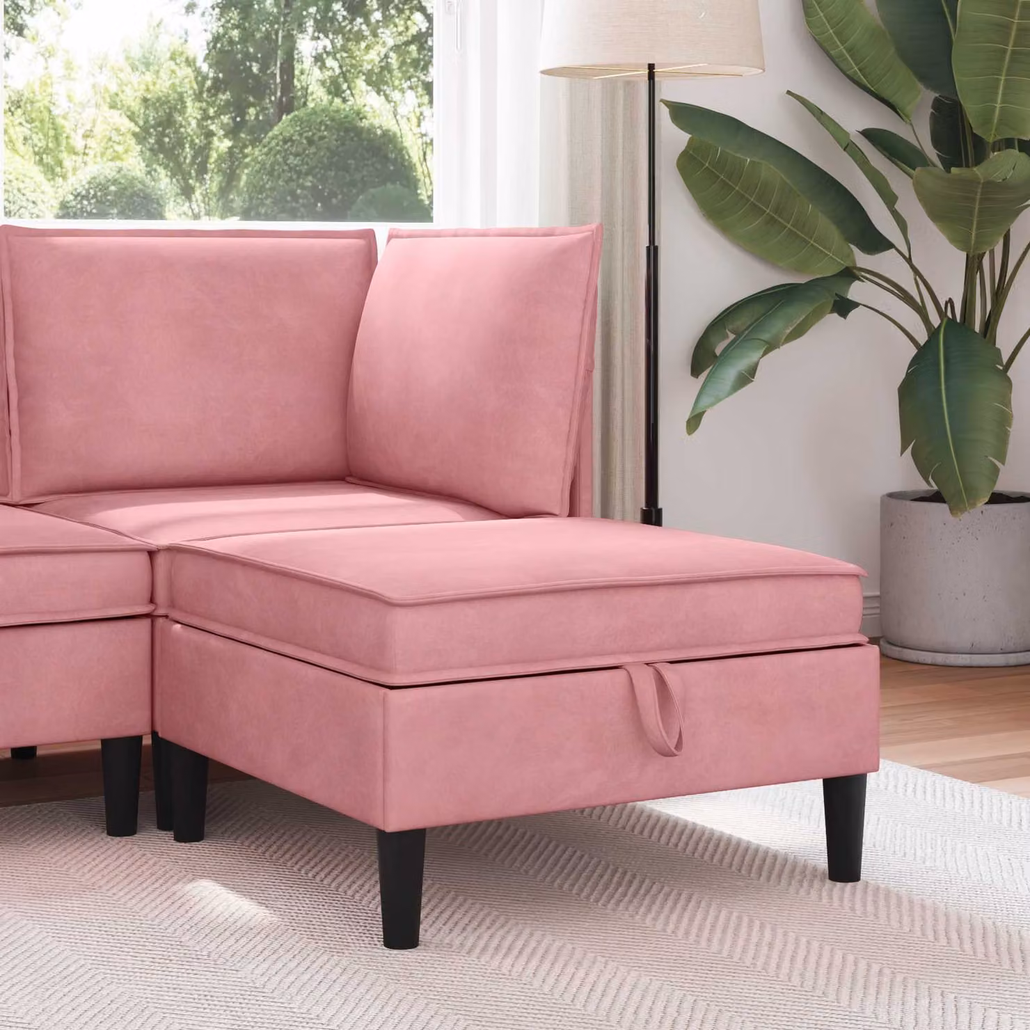 Pouf con contenitore vidaXL in velluto rosa per il tuo soggiorno
