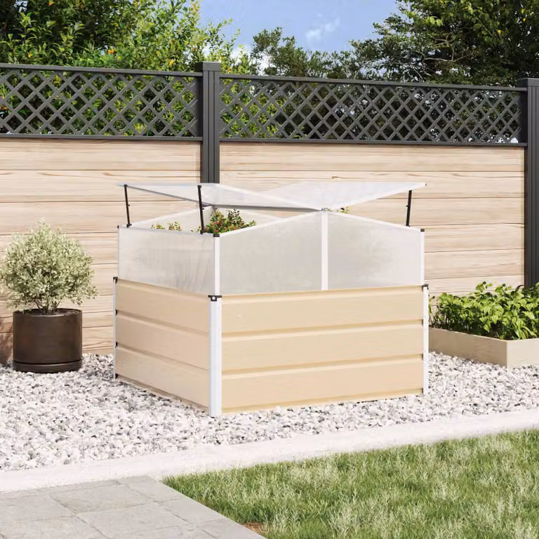 Fioriera vidaXL in acciaio zincato colore bianco/beige L/P/H: 100 x 100 x 77 cm