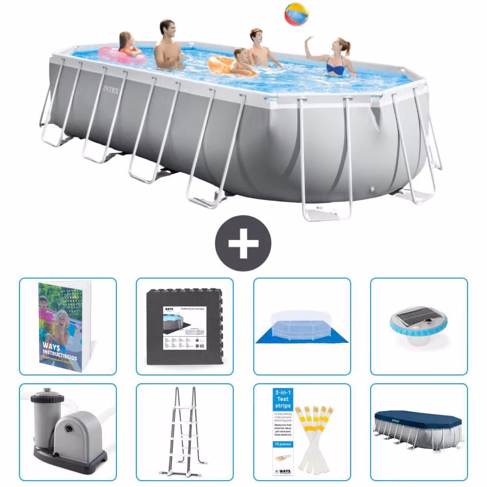 Piscina fuori terra ovale "Prism Frame" - 610x305x122 cm - Kit composto da 7 elementi - Modello S608