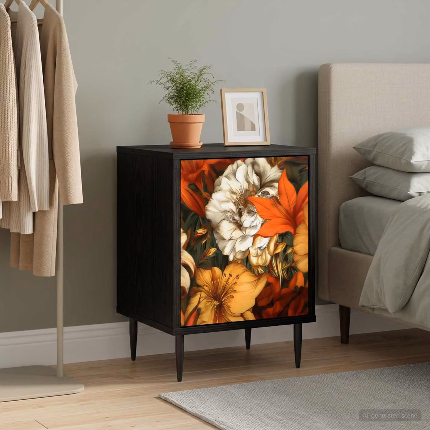 vidaXL Armadio da Notte GENNEP Rovere Nero e Marrone L: 36 cm, P: 33 cm, H: 51 cm