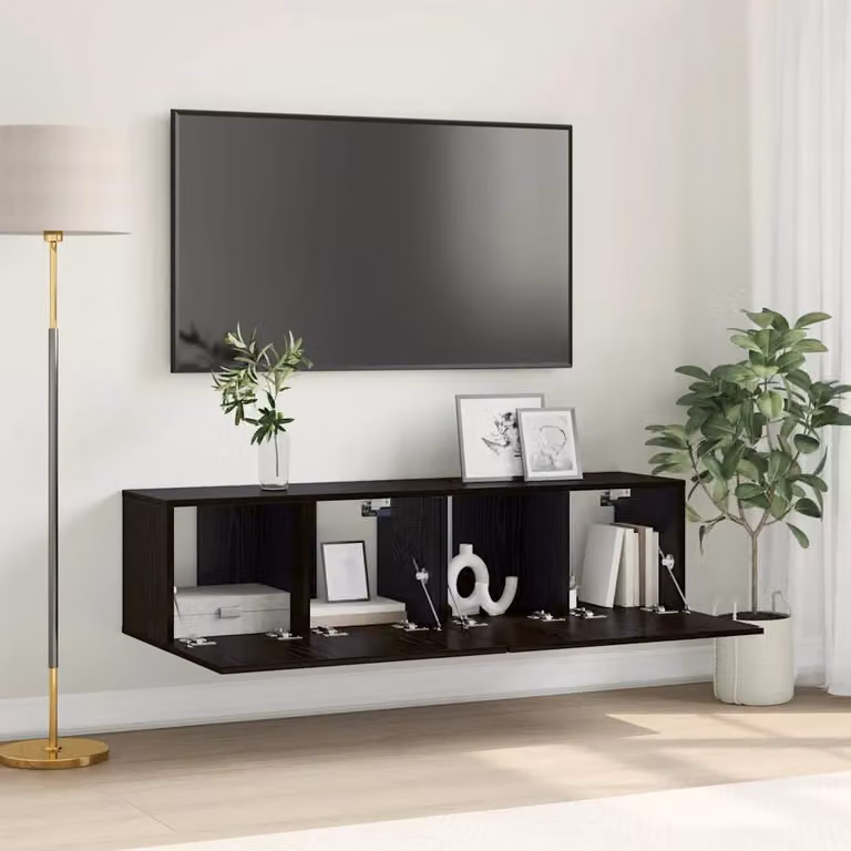 Set di mobili TV moderno vidaXL in 2 pezzi, colore nero, in legno MDF per il tuo soggiorno, L: 60 cm, P: 30 cm, H: 30 cm
