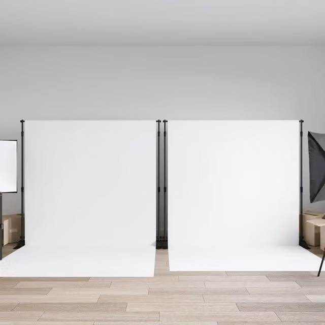Set di 2 supporti per fondali vidaXL in acciaio inossidabile, colore nero, L 305 cm x H 243 cm – 1