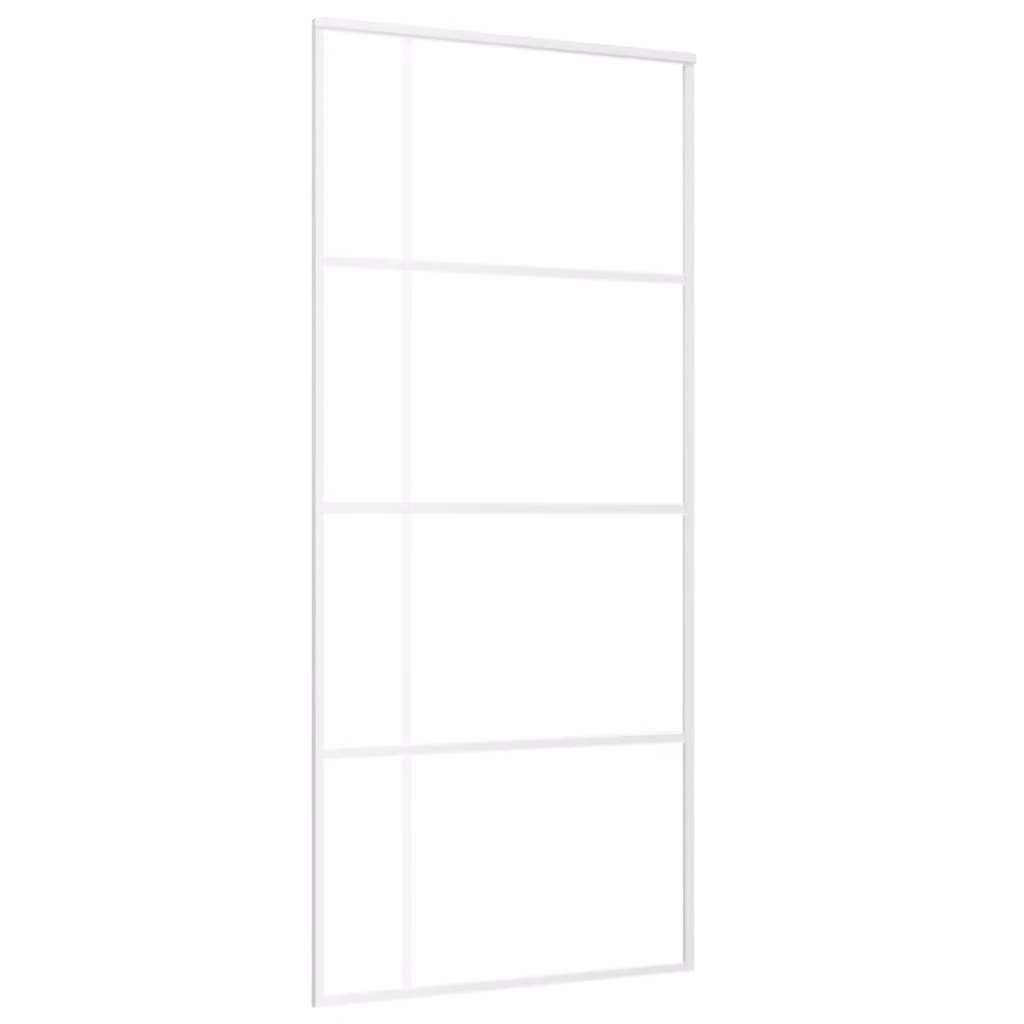 Porta Scorrevole in Vetro ESG e Alluminio 90x205 cm Bianca