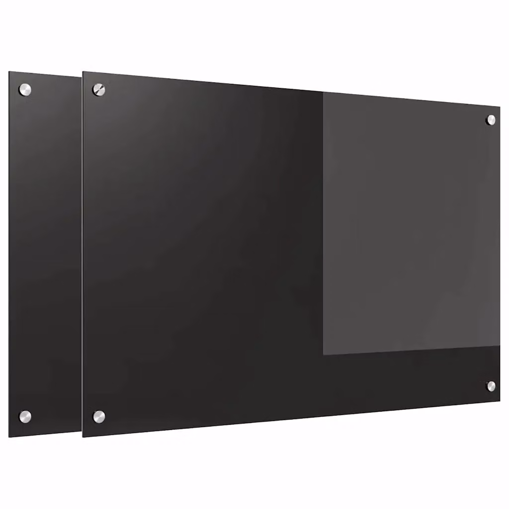 Set di 2 schienali da cucina vidaXL in vetro temperato nero lucido L: 90 cm, H: 60 cm – 2