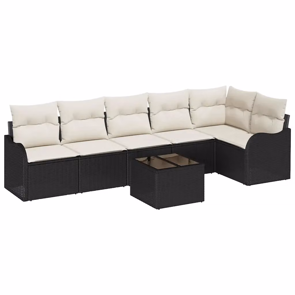 Set Divano da Giardino vidaXL 7 Pezzi in Polyrattan Marrone con Cuscini e Tavolino per Terrazza e Giardino – 2