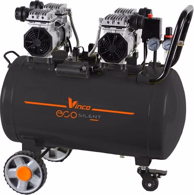 Compressore Silenziato Ecosilent VINCO da 100 litri, Oil Free, Colore Nero