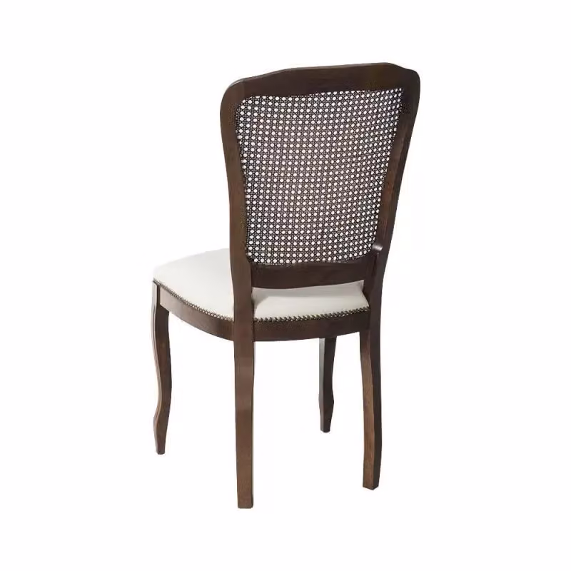 Sedia classica in legno di faggio e paglia di Vienna con ecopelle beige Mobili 2G L/P/H: 56 x 50 x 100 cm – 2