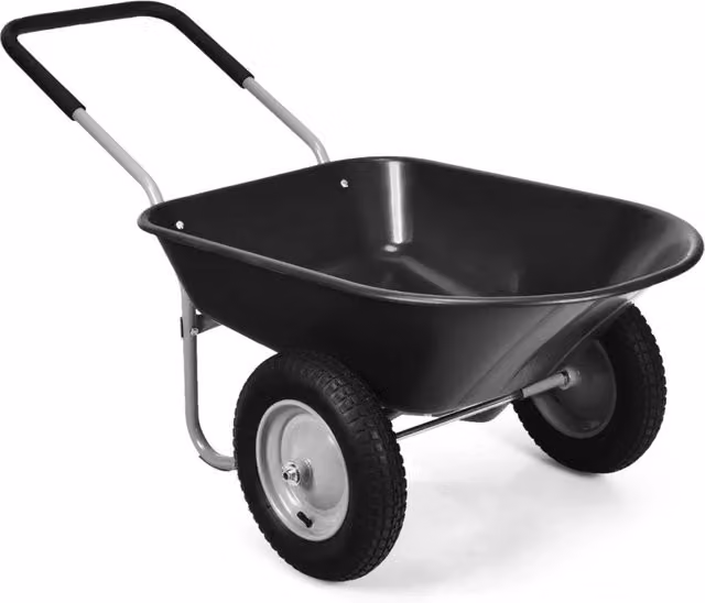 Carriola da giardino HELLOSHOP26 in ferro nero con portata massima 100 kg, L/P/H: 65 x 145 x 65 cm