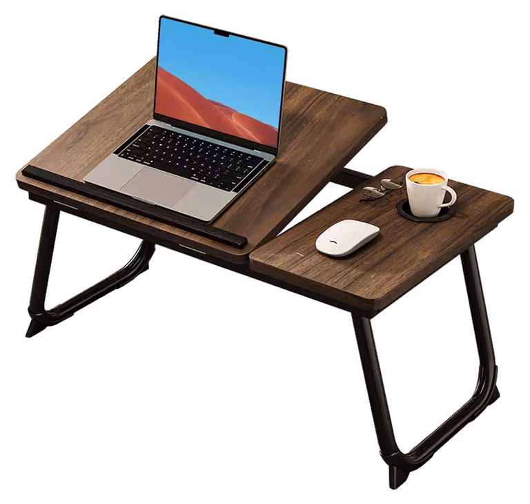 Tavolino pieghevole per laptop da utilizzare a letto, con cinque posizioni regolabili e striscia antiscivolo