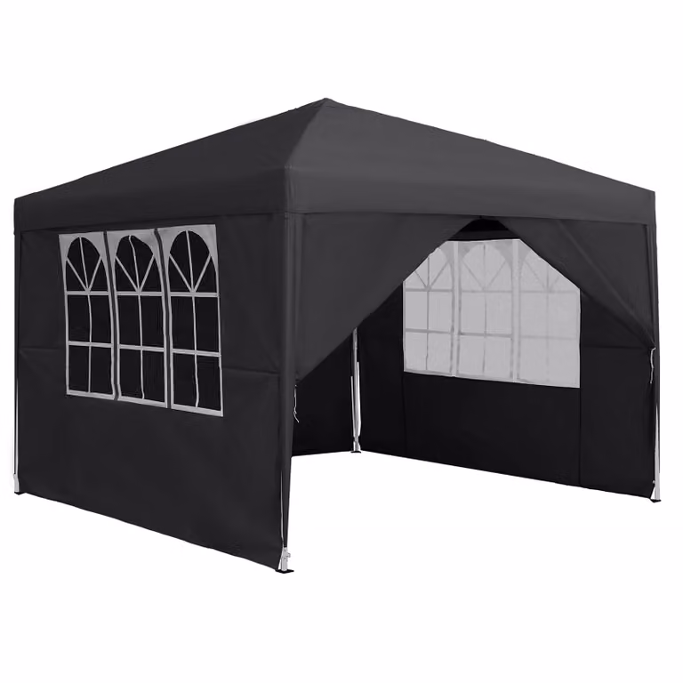 QEENTOE - Gazebo da giardino 2,5x2,5 m, tenda per feste con 4 pannelli laterali, impermeabile, protezione UV, colore antracite, ideale per feste, matrimoni e picnic