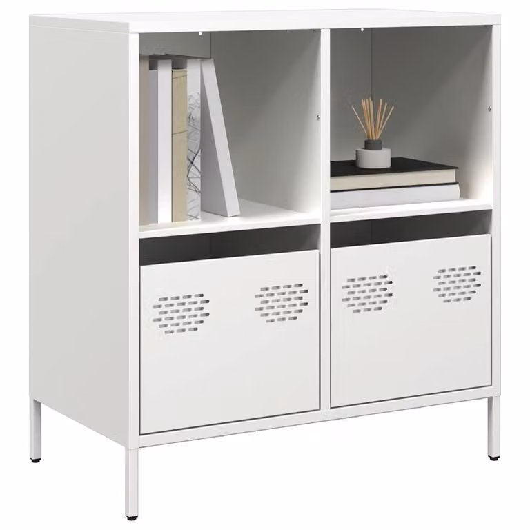 vidaXL Credenza Moderna Bianca in Metallo con Finitura Opaca L: 68 cm, P: 39 cm, H: 73,5 cm