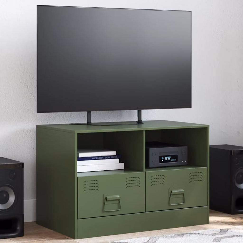 Mobile TV vidaXL in acciaio verde oliva L: 67 cm, P: 39 cm, H: 44 cm