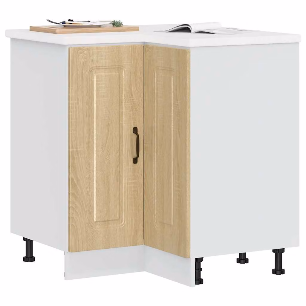 Base angolare da cucina vidaXL Kalmar Rovere Sonoma e Bianco, L/P/H: 75,5 x 81,5 x 75,5 cm